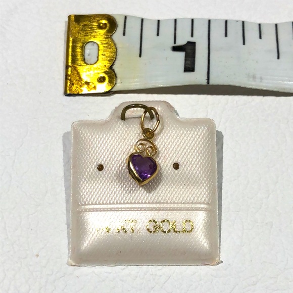 14kt Gold and Amethyst Heart Pendant - Picture 6 of 6